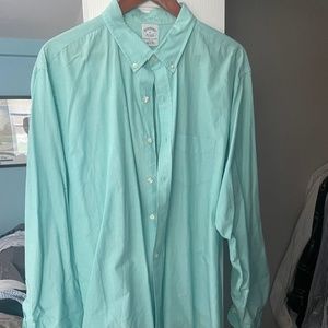 Men's XL Brooks Brothers Aqua-green Linen Button down
